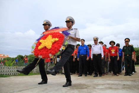 Saluting the flag on Big Truong Sa Island